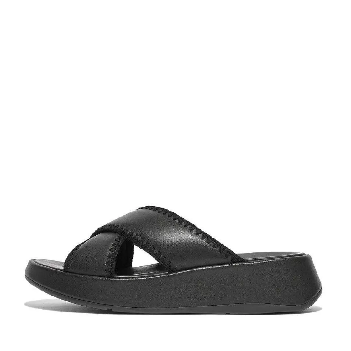 New Fitflop F-Mode Gehaakte Leren Flatform Kruisslippers