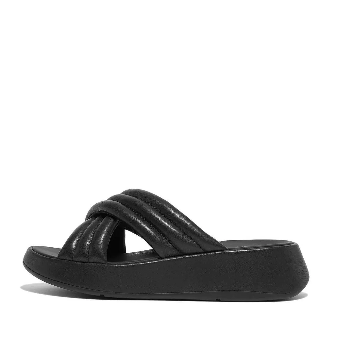 Hot Fitflop F-Mode Gewatteerde Leren Flatform-Dwarsslippers